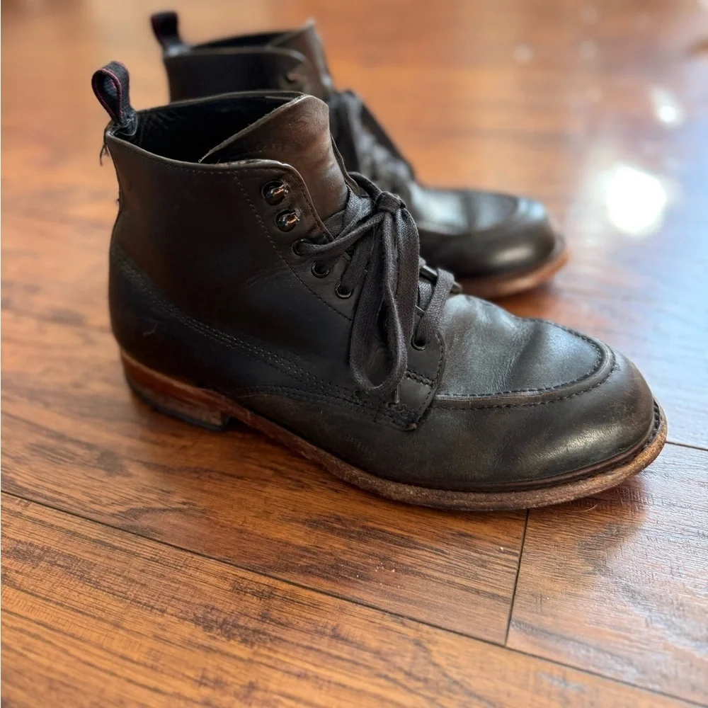 Rag & Bone Men’s Rowan Black Leather Cowhide Lace Up Boots | Size 41 / US 8
